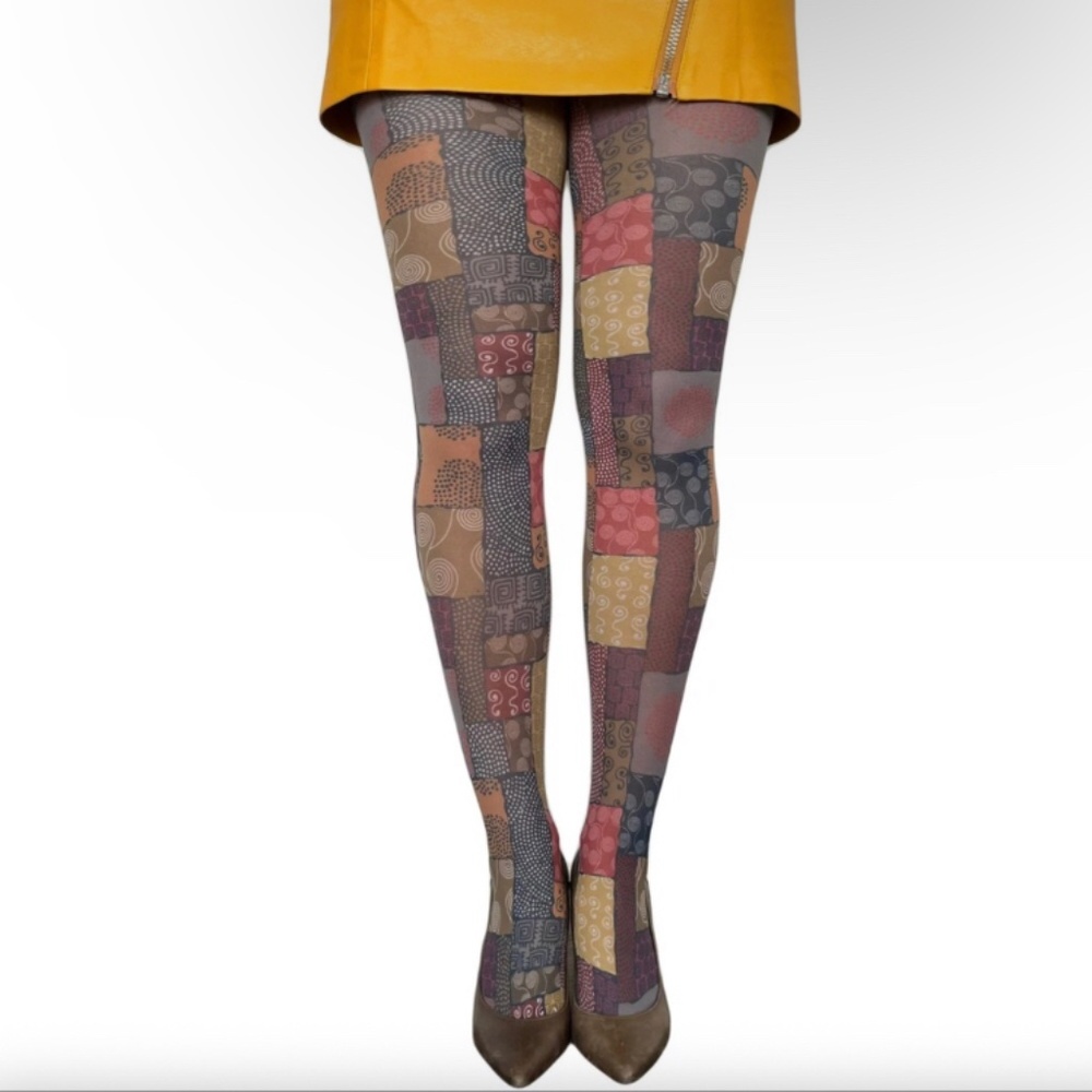 Patchwork Multicolor Tights Small NWT